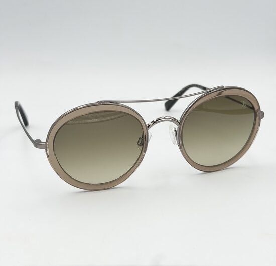 Maison Mollerus Sassobello 4 sieviešu saulesbrilles ar sudrabotas krāsas rāmi un olīvzaļām lēcām F00001893