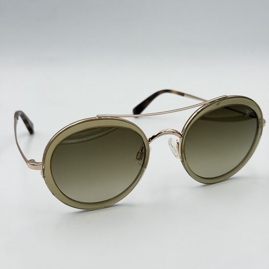 Maison Mollerus Sassobello 3 sieviešu saulesbrilles ar zeltītas krāsas rāmi un olīvzaļām lēcām F00001892