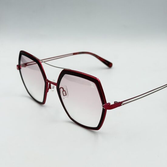 Maison Mollerus Balfrin 2 sieviešu saulesbrilles ar rozā tonētām lēcām un sarkaniem akcentiem F00002394