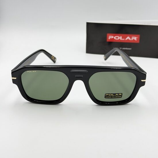 Polar Gold 3026 unisex polarizētas saulesbrilles ar zaļām lēcām un melnu acetāta rāmi PG302677/G 