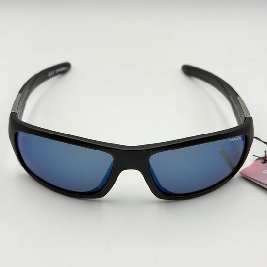 O'Neill Barrel 2.0 104P unisex polarizētas sporta saulesbrilles ar zili spoguļotām lēcām un melnu rāmi
