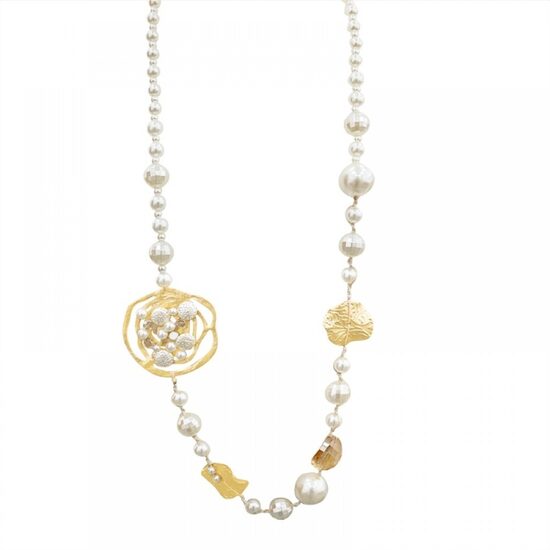 Gara vintage stila kaklarota ar pērlēm un stikla kristāliņiem A857 