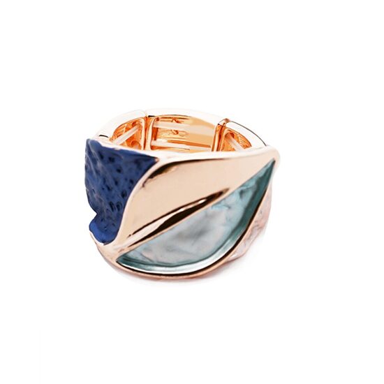 Elastīgs gredzens ar emaljētu lapas motīvu A173 