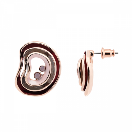 Emaljēti auskari ar strasu akcentiem A802